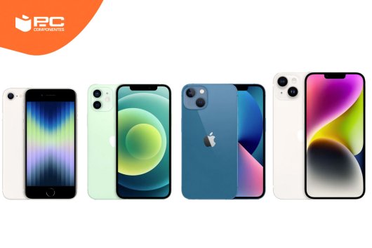 Les meilleurs iPhone qualité prix de différentes couleurs l'un à côté de l'autre PcComponentes