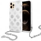 Cool Funda Lincencia Guess Dibujos para iPhone 12 Pro Max + Colgante Plateado