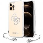 Cool Funda Lincencia Guess Logo para iPhone 12 Pro Max + Colgante Plateado