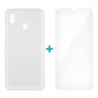 Icoveri Pack Funda Gel TPU Antigolpes Transparente + Cristal Templado 9H para Samsung Galaxy A30