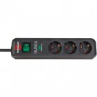 Brennenstuhl Power Strip Contra Surtos Eco-Line 13.500A 3 Soquetes Antracite 1,5m