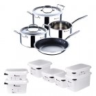 Bergner Foodies Set 8 Piezas Herméticas + Batería de Cocina Triply