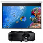 Optoma Pack H190X Projetor ANSI DLP WXGA 3900 Lúmenes + Tela de Projeção Manual 203x114 92"
