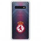 Funda Oficial Cultural Y Deportiva Leonesa Escudo Trama Roja Y Negra Clear Para Samsung Galaxy S10 Plus