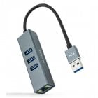 Nanocable Hub USB 3.0 para Ethernet Gigabit +3x USB 3.0 Alumínio