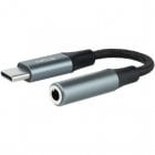 Nanocable Adaptador de Audio USB-C a Jack 3.5 Macho/Hembra 11cm Gris/Negro