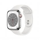 Apple Watch Series 8 GPS + Cellular 45mm Caja de Acero Inoxidable Plata con Correa Deportiva Blanca