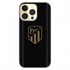 Funda para iPhone 14 Pro Atlético de Madrid Escudo Dorado Fondo Negro Licencia Oficial