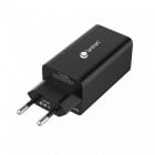 Leotec Cargador de Pared Gan 2xUSB-C PD/USB 2.0 65W Negro