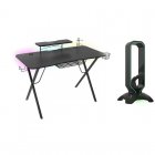 Genesis Holm 300 RGB Mesa Gaming Negra + Vanad 500 Soporte Auriculares y Cable de Ratón con Hub USB