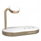 Promate Wavepower Base de Carga Inalámbrica 3 en 1 Carga Rápida 15W Dorado