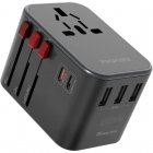 Promate Tripmate-33W Cargador Adaptador de Viaje Universal Multirregional 6 en 1 USB Gris