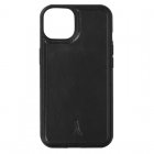 Akashi Funda Rígida de Cuero Costuras Visibles Negra para iPhone 13 Pro Max