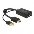 Delock Adaptador HDMI com Alimentação USB para DisplayPort 1.2 Macho/Fêmea 25cm