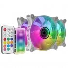 Mars Gaming MF-3DKIT Kit 3x Ventoinhas ARGB 12cm Espelho Infinito Brancas