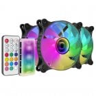 Mars Gaming MF-3DKIT Kit 3x Ventoinhas ARGB 12cm Espelho Infinito Pretas