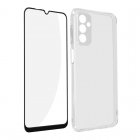 Avizar Funda Silicona Flexible Film + Cristal Templado Borde Negro 9H para Samsung Galaxy A23 5G/M13