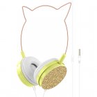 Avizar Auriculares 3.5mm Diseño Orejas de Gato Kawaii Micro Purpurina