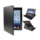 Estojo giratório de couro legítimo preto com função de suporte para iPad 2 / iPad 3 / 4
