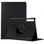 Estojo giratório em couro sintético liso preto legal para Samsung Galaxy Tab S7 FE T736 12,4"