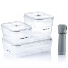 InnovaGoods Vacse Set de 3 Recipientes para Envasado al Vacío con Bomba Manual