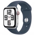 Apple Watch SE GPS + Cellular 44mm Aluminio Plata con Correa Deportiva Azul Tempestad M/L