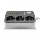 Unotec Extensão com 3 Fichas + 6 USB