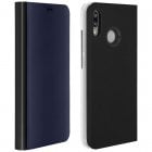 Avizar Funda Libro Translúcida Efecto Espejo Negro/Azul para Huawei P20 Lite