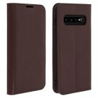 Avizar Funda Libro Cartera de Cuero Marrón Oscuro para Samsung Galaxy S10 Plus