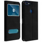 Avizar Funda Libro con Ventana Doble Negra para Honor 7A/Huawei Y6 2019