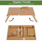 Homcom Mesita Plegable de Bambú para Portátil 55x35x22cm Madera