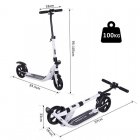 HomCom Trotinete Dobrável para Adultos com Travão e Rodas Grandes Branco