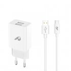 Home Cargador 2x USB 5V 2.4A + Cable USB-C Blanco