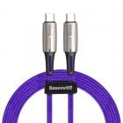 Baseus Water Drop-Shaped Lamp Cable USB Tipo-C a Tipo-C QC 3.0 PD 2.0 60W 1m Morado