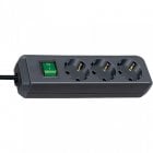 Brennenstuhl Regleta Eco-Line 3 Tomas+Interruptor 1,5m Negra Brennenstuhl Regleta Eco-Line 3 Tomas+Interruptor 1,5m Negra