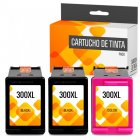 Cartuchos Tinta Compatible con HP 300XL Negro/Tricolor Pack 3