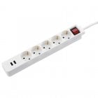 Hama Regleta 5 Tomas + 2 USB Blanca Hama Regleta 5 Tomas + 2 USB Blanca