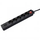 Hama Regleta 5 Tomas + 2 USB Negra Hama Regleta 5 Tomas + 2 USB Negra