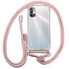 Cool Funda Transparente con Cordón Rosa para Xiaomi Redmi Note 10 5G/Pocophone M3 Pro 5G