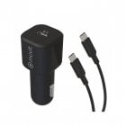 Muvit Cargador de Coche USB-C + Cable Usb-C PD 20W 1m Negro