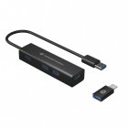 Conceptronic HUBBIES06B Hub 4x USB 3.0 USB-C Alumínio Preto
