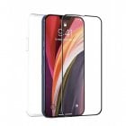 Muvit for Change Funda Cristal Soft+Protector Cristal Templado Plano Marco Negro para iPhone 13 Pro