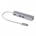 Equip Hub USB-C para USB 3.0 3 Portas com Porta Gigabit Ethernet