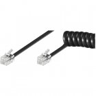 Latiguillo Rizado RJ10 Cabo Telefónico 2m Preto Latiguillo Rizado RJ10 Cabo Telefónico 2m Preto