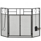 Homcom Salvachispas Plegable de Metal Negro