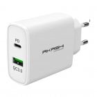 Akashi Cargador de Pared USB-C/USB 3.0 38W Blanco