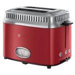 Grille-pain vintage Russell Hobbs Retro Ribbon 2 fentes 1300 W 6 niveaux de brunissage Decongelation Rouge