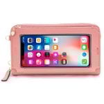 Funda para móvel Cool Bag Horizontal Universal Poliéster Rosa com janela tátil para smartphones até 6.7"