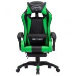VidaXL Chaise de Gaming avec Repose-Pieds Cuir Synthétique Vert/Noir