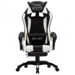 VidaXL Chaise de Gaming avec Repose-Pieds Cuir Synthétique Blanc/Noir